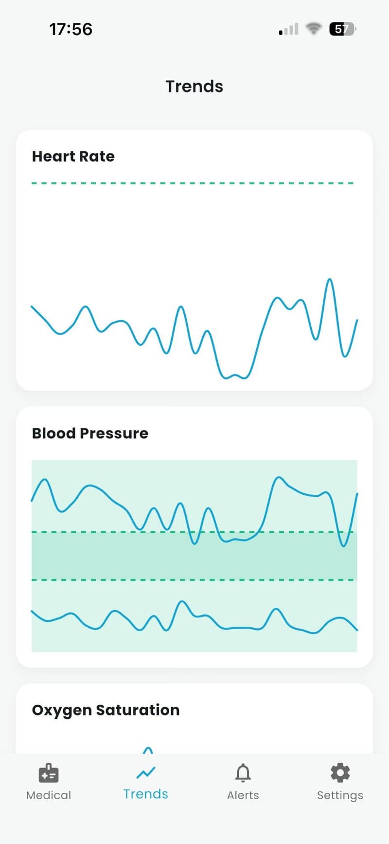 Family app vital-sign trends screen