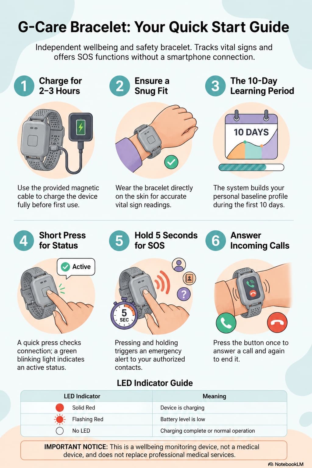 GCARE bracelet quick start guide